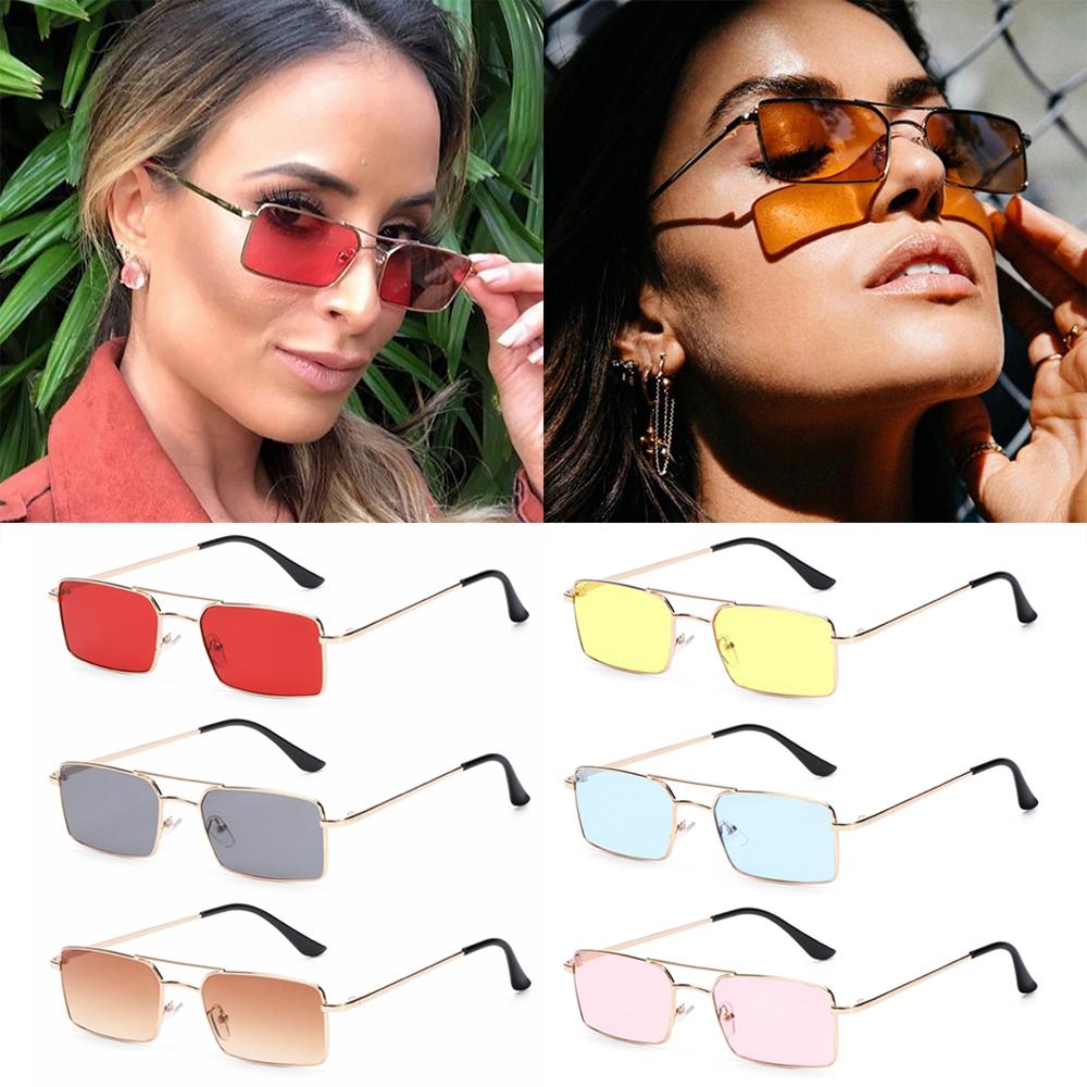 Fashion Retro Rectangle Sunglasses for Female and Male Vintage Fashion Metal Framesd UV 400 Protection Lens Sun Spectacles