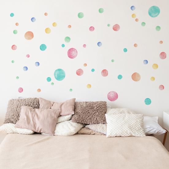 6 Sheet Irregular Polka Dots Wall Stickers, Colorful Boho Wall Decals, Peel and Stick Removable Vinyl Stickers for Playroom Bedroom Nursery