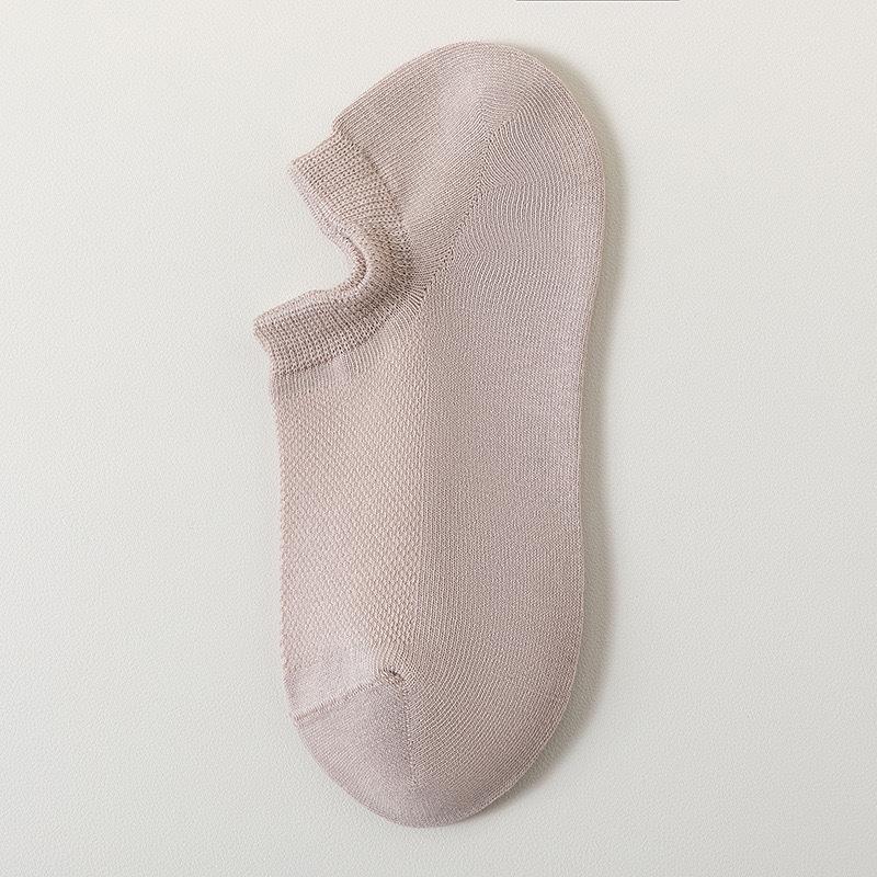 Women's Summer Thin Mesh Pure Color Breathable Sweat Absorbing Antibacterial Deodorant Short Boat Socks