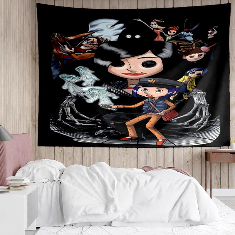 Coraline Tapestry for Bedroom Aesthetic Classroom Tapestries Wall Hanging for Living Room Dorm Office,Ideal Creative Gift