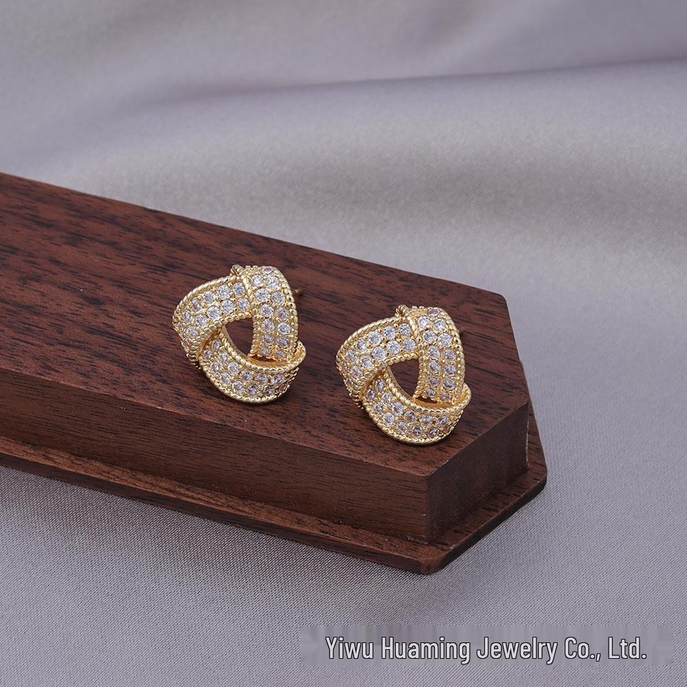 French Light Luxury Zircon Diamond Stud Earrings - Versatile & Trendy Styles