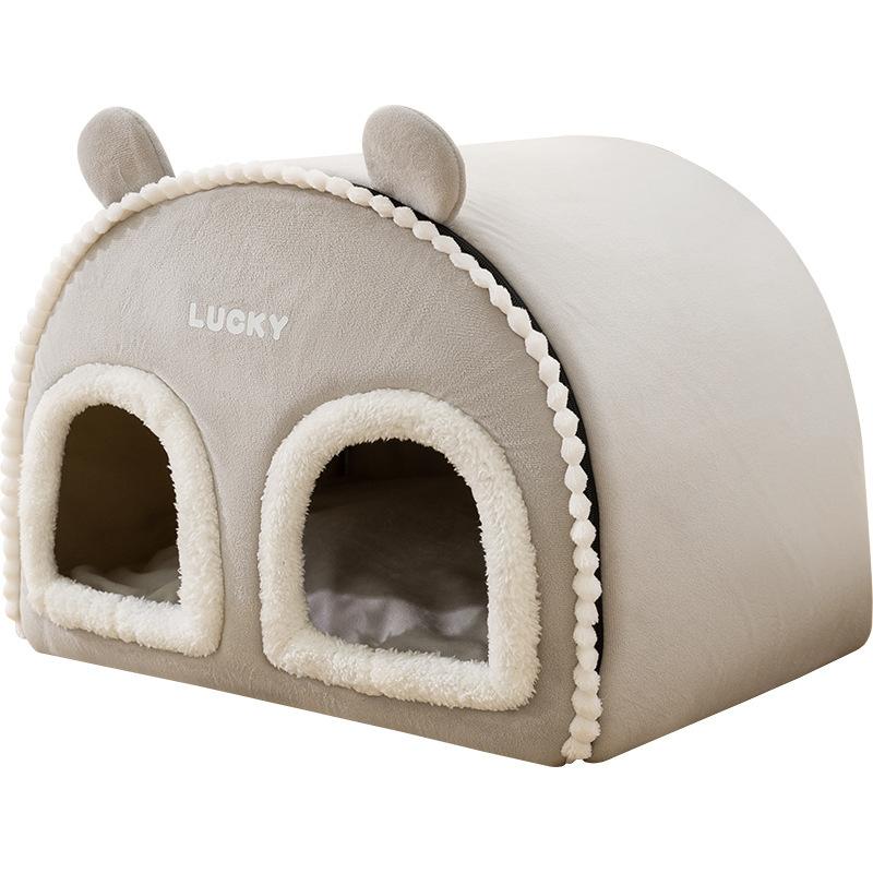 Das Winter-Katzennest ist warm und dick, halbgeschlossen, für mehrere Haustiere, Familienkätzchen, erwachsene Katzen, großes Katzenbett, Zwinger, Haustiernestmatte