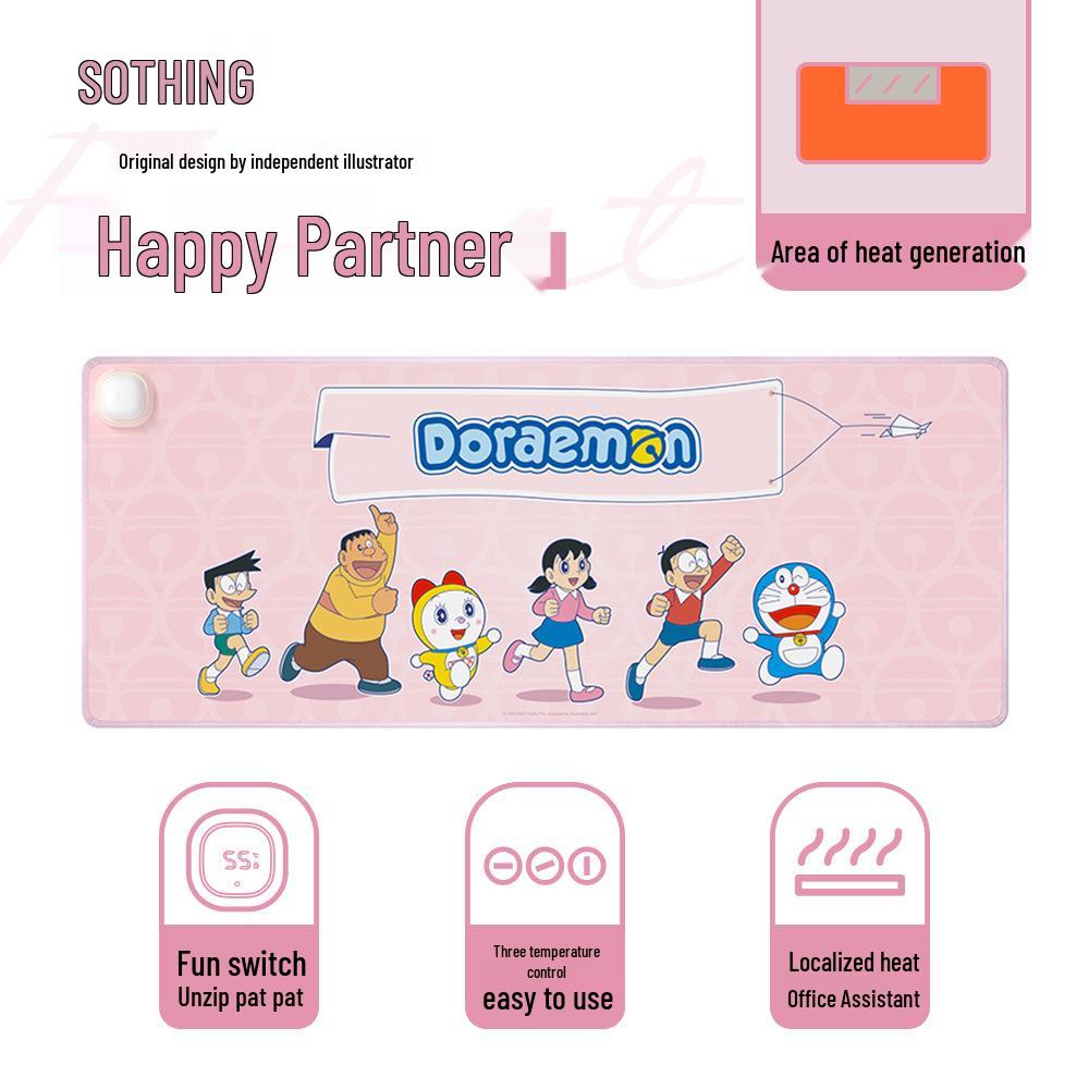 Doraemon Heated Desk Pad: Electric Mouse & Hand Warmer for Office