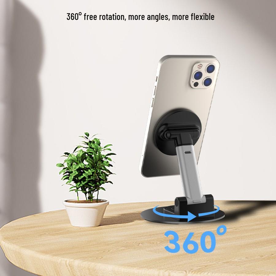 Magnetic Phone Holder: 360° Rotating Stand for MagSafe Tablets & Phones