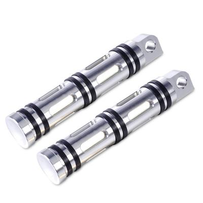 HANSWD Edge Cut Footpeg Rests for Harley Sportster, Touring, Softail, and Road King (Silver)