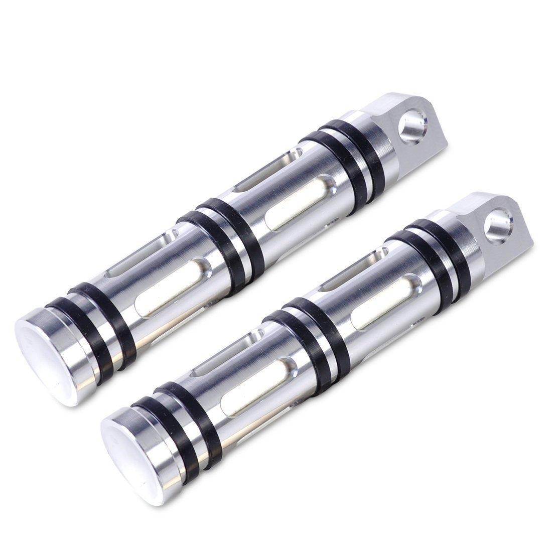 

HANSWD Edge Cut Footpeg Rests for Harley Sportster, Touring, Softail, and Road King (Silver)