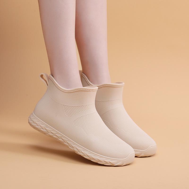 Niedrig geschnittene Regenschuhe für Damen zum Tragen in allen Jahreszeiten, modisch und schlicht, wasserdichte Schuhe mit niedrigem Schaft, weich und bequem, einfarbige Regenstiefel