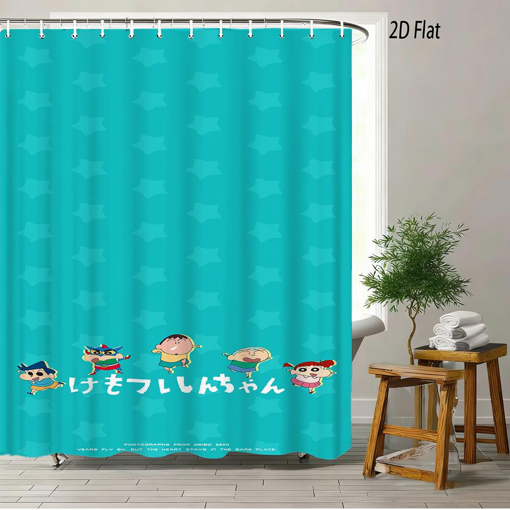 

Crayon Shin-Chan Shiro & Sanrio Friends Mini Hero Scene 2D Print Waterproof Shower Curtain, Minimalist White With Nostalgic Quot W60H190(CM)-1 Pcs