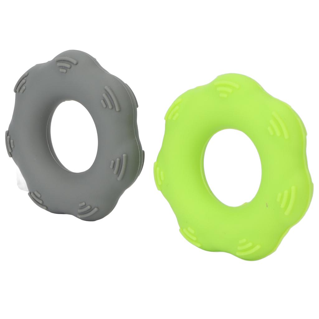 2pcs Hand Grip Strengthener Silicone 40lb Green Exerciser Ring 40lb Gray Strength Ring for Muscle Training Massage