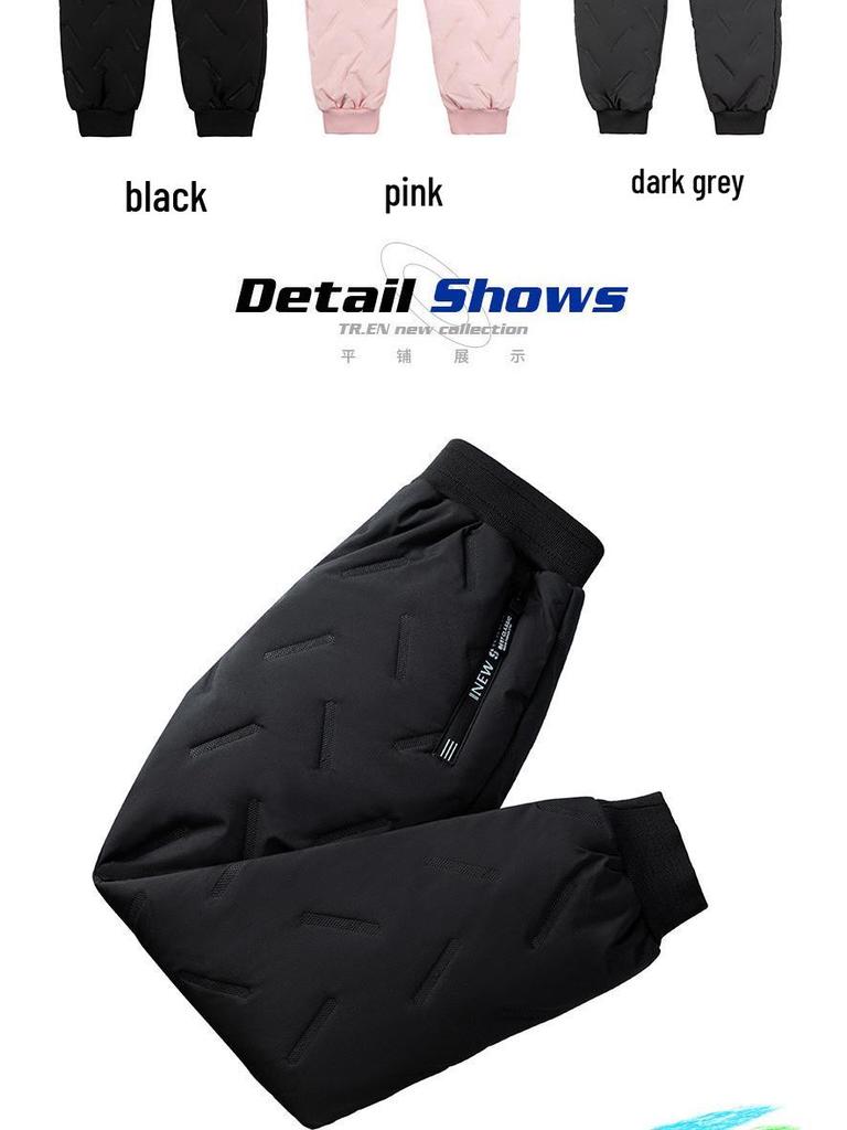 Boys' Plush Cotton Winter Trousers: Warm, Thickened, and Cropped Styles for Middle and Large Kids