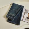 Women's Retro High-Waisted A-Line Denim Skirt - Mid-Length, Slit, Hip-Hugging for Petite Girls - Spring/Autumn Style