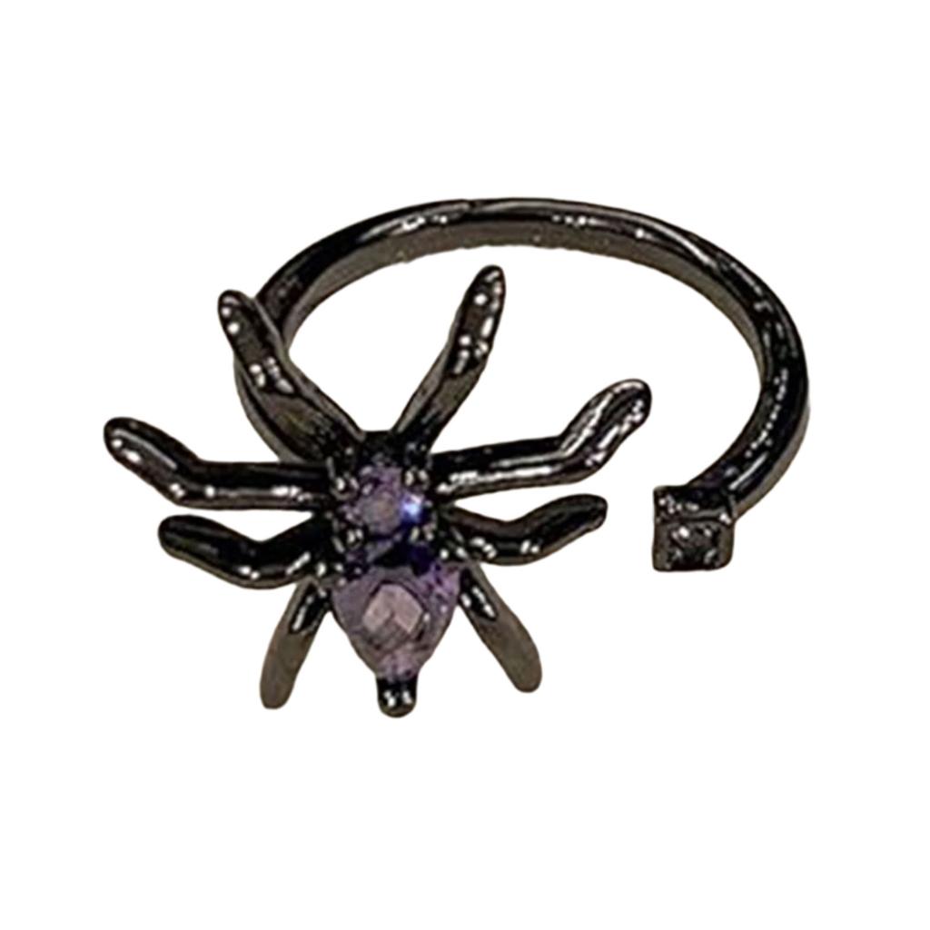 Dark Purple Spidera Punk Ring Adjustable Gothic Jewelry For Halloween Cosplay And Retro Fashion