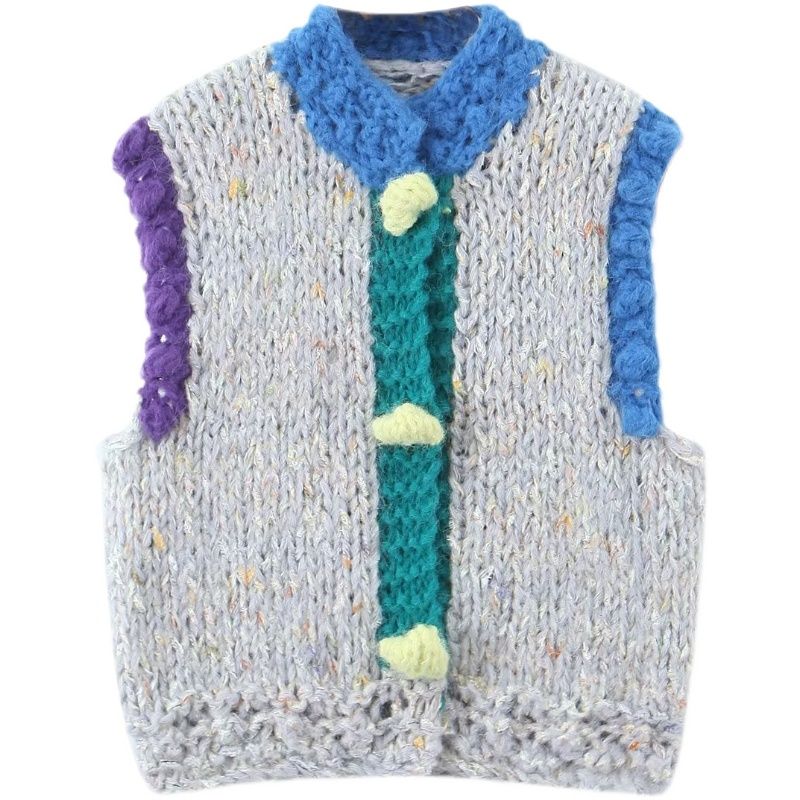 

Винтажный Ручной Стерео Лоскутный Жилет Свитер Grey vest(High quality) One size