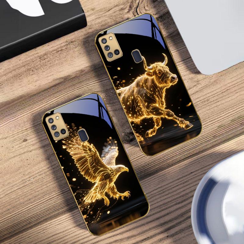 Golden Dragon Totem For Samsung A 31 32 A33 A34 35 14 A15 13 16 25 26 50 52 53 54 55 56 70 71 72 73 Golden Glass Phone Case
