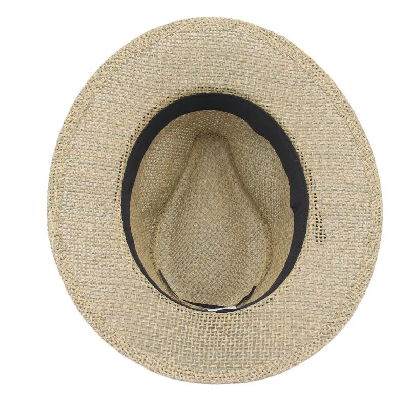 Summer Hard Hollow Black Belt Straw Hat Light Casual British Style Jazz Band Party Hat