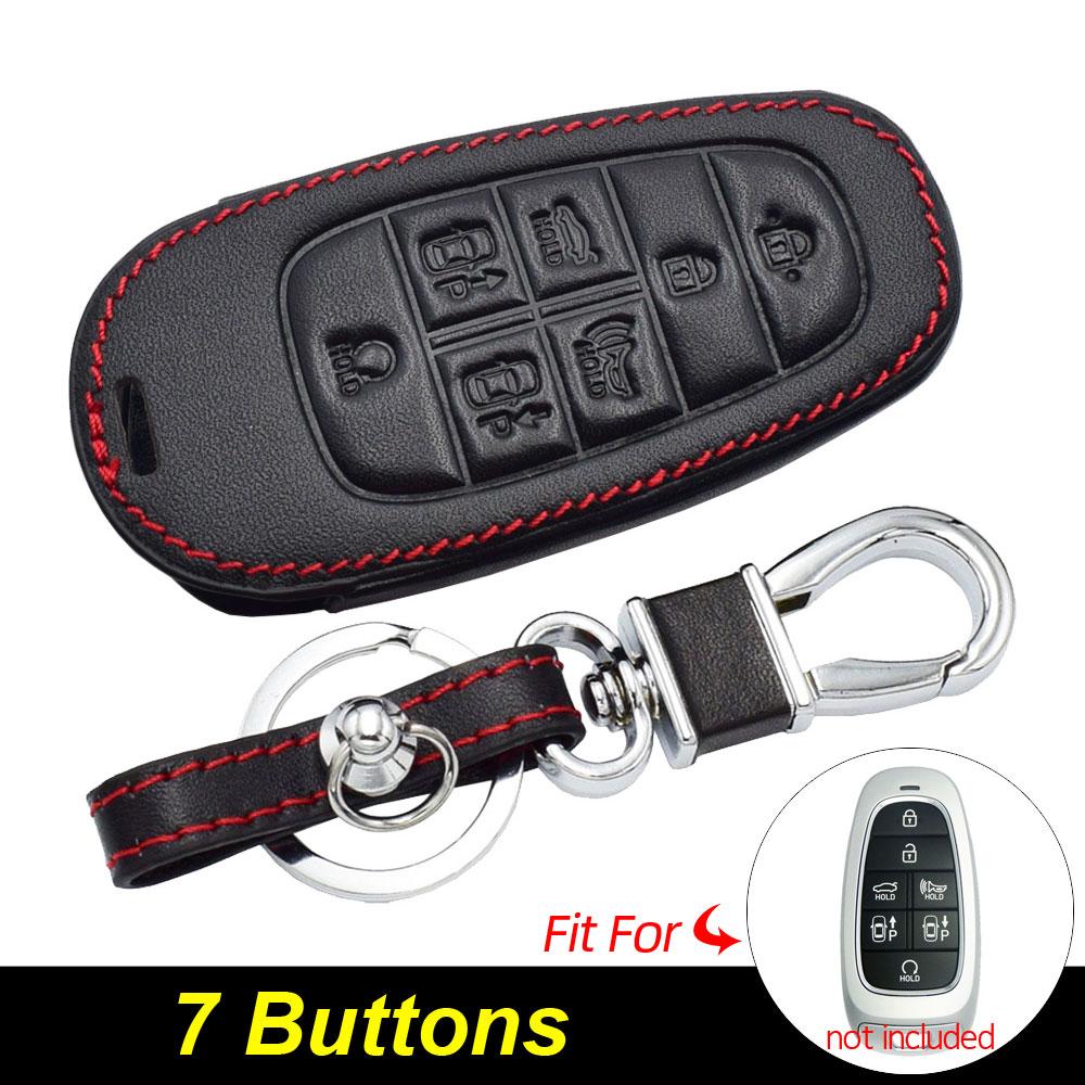 Atobabi Leather Car Key Case Keychain For Hyundai Tucson Nexo Santa Fe Azera Sonata   Smart Remote Control Protect Cover