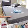 Waterproof Mattress Cover Bed Fitted Sheet Throw Mattress Bedspread Protector Pads Single/Double/King/Queen Full Size Gray/White