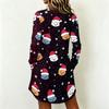 Women's Casual Long Sleeve Christmas Print Neck Dress – Festive Holiday Party Outfit