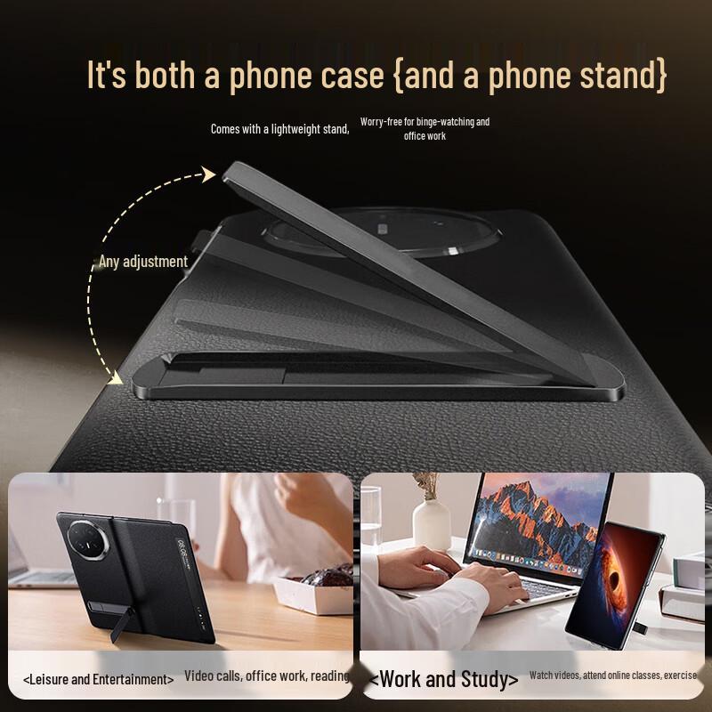 Honor Magic V6 Genuine Leather Flip Phone Case with Stand