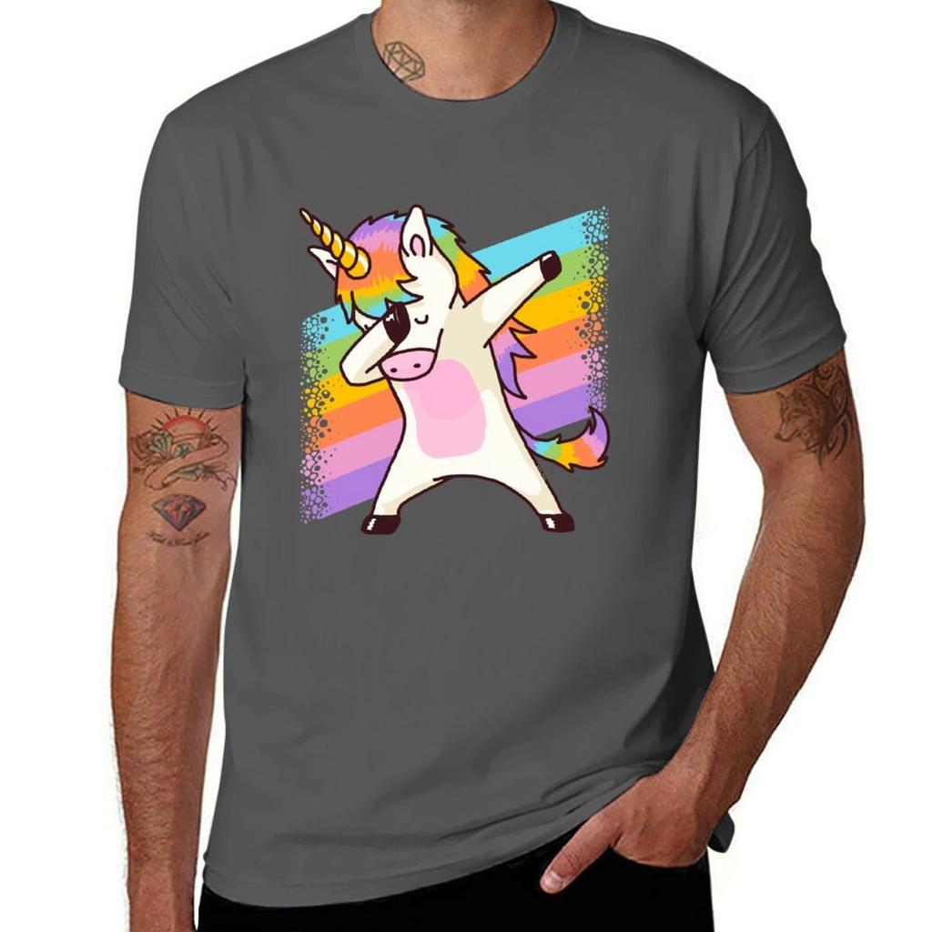 Rainbow Dabbing Unicorn Shirt Hip Hop Dab Pose Tshirt Unisex T Shirt Cotton High Quality Cotton T Shirts Unisex 100 Tshirt