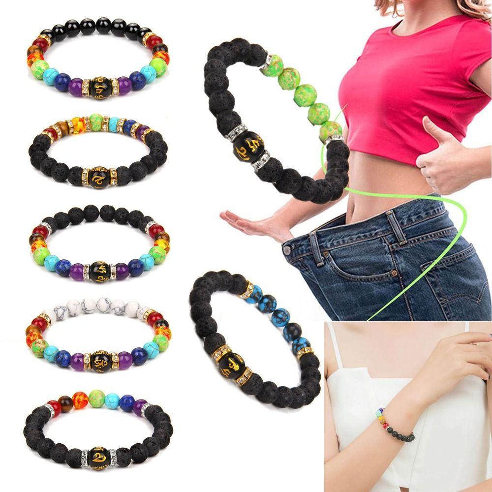 

2PCS Исцеление тревоги Чакра Лимфодренаж Чакра Браслет Уменьшить усталость Браслеты для похудения Мужчины