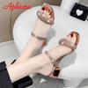 Aphixta 5cm Quadratabsatz Sandalen oder Pantoletten Damen Pantoletten Design Bling Luxus Kristalle Diamanten Hausschuhe Damenschuhe