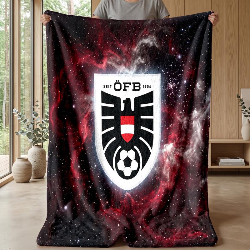 Österreich Fußball Bedruckte Flanelldecke Hautfreundlich Warm Dekorativer Überwurf für Innen Couch Bett Tägliche Nutzung
