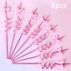 8pcs Colorful Sparkle Pink Bow Straws Shimmer Effect Sparkle Straws  Birthday Parties