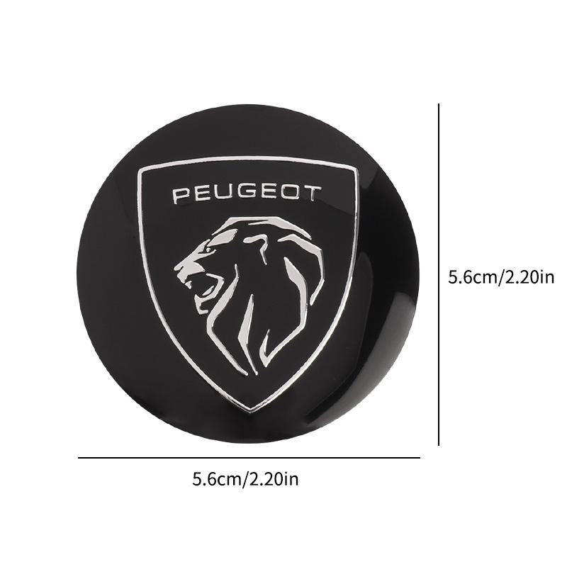 4ks 56mm Samolepky s emblémem středové krytky kol auta černostříbrné Pro Peugeot 307 308 206 207 208 407 508 5008 106 107 205 4008 301