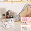3Pcs Foldable Storage Basket Cotton Linen Toy Clothes Storage Bin with Handles Portable Rectangular Baby Laundry Hamper for Home