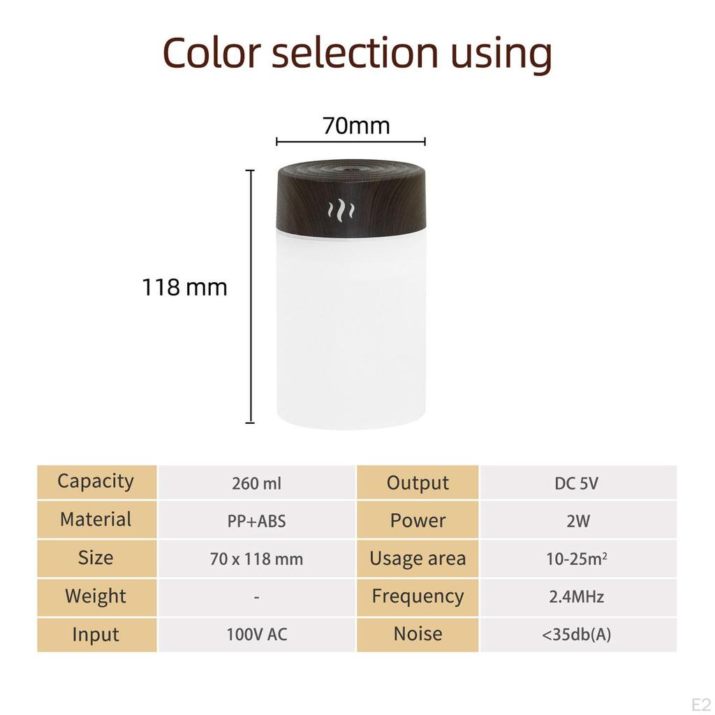 260ml Air Humidifier Car with Night Light Electric Aroma Diffuser for Desktop Bedroom Yoga