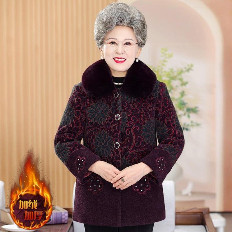 

Пожилая одежда на осень и зиму, пальто из норкового бархата, одежда для бабушки на зиму, бархатное утепленное пальто, одежда для мамы, женская 5XL [recommended 150-80kg] темно-фиолетового