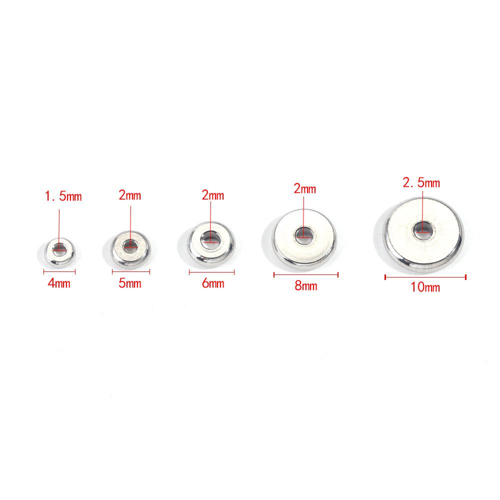 50pcs Spacer Beads For Jewelry Making Supplies Flat Round Loose Beads Stainless Steel Beads DIY Bracelet Jewelry Accessories