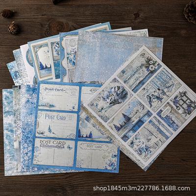 Papier Journal DIY Motifs Rétro Monde Bleu - 15 Feuilles