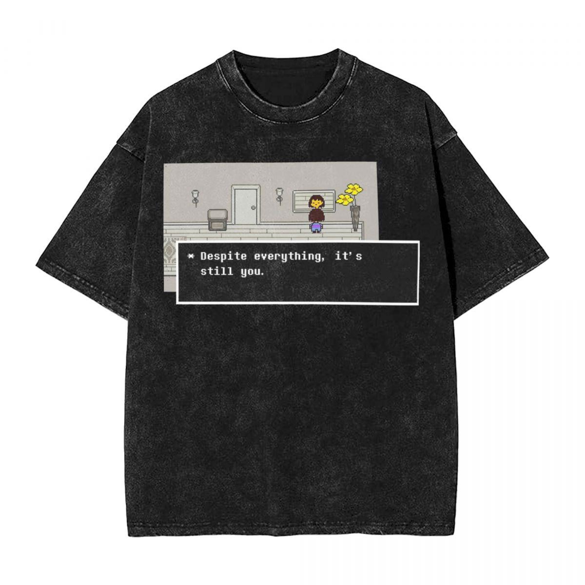 

Frisk Despite Everything It s Still You Manga T Shirt Undertale Washed T-Shirts Short Sleeve Tees Tops Men Women Cotton Clothing S