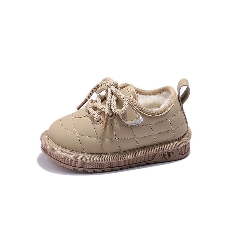2024 New Girls Flats Fashion Kids Casual Shoes Solid Color Children Platform Loafers Warm Cotton Shoes Soft Breatheable Cute PU