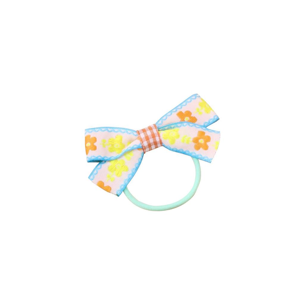 Girls' Floral Embroidered Bow Hair Tie - Sweet Autumn/Winter Style