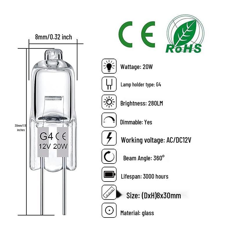 

Галогенные лампы G5.3 G4 G6.35 для плавления воска, ароматерапевтические лампы со штепсельными вилками G4 12V 20W