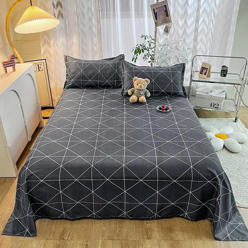 Flat Sheet Floral Style Bedsheet Skin-friendly Bed Linen Simple Student Bed Fitted Sheet Mattress Pad Bedcover