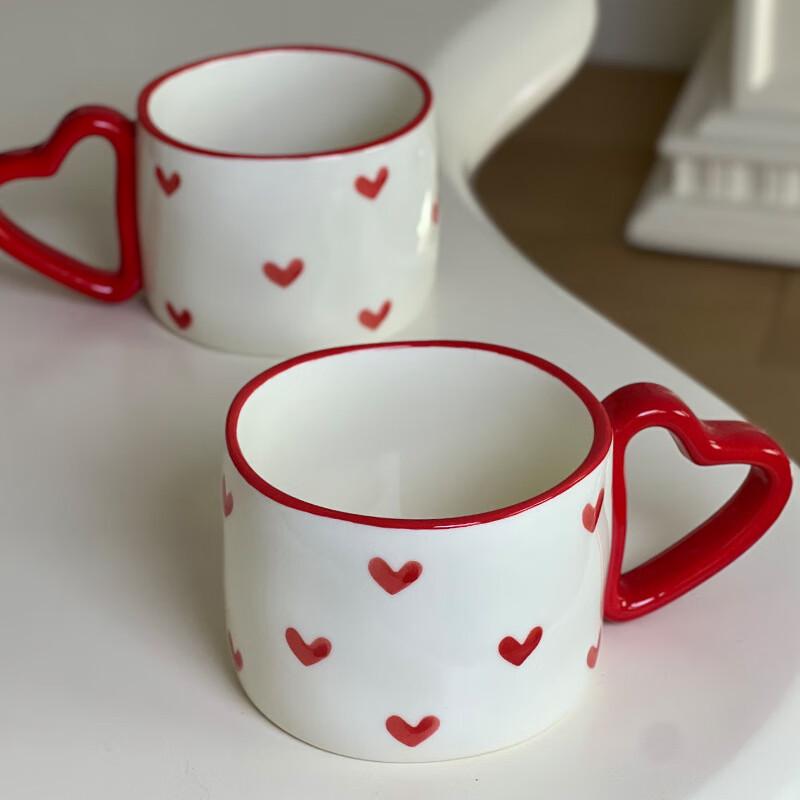Shangqi Hand-Painted Red Heart Ceramic Mug