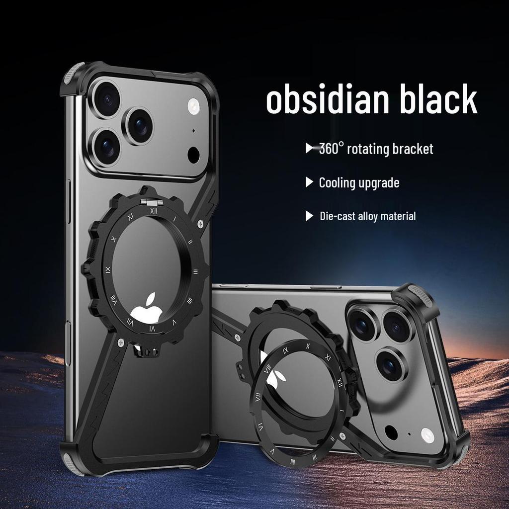 Gear Z Metal Case with Rotating Stand for iPhone 17 Pro Max and iPhone 16 Pro - Drop-Proof with Heat Dissipation
