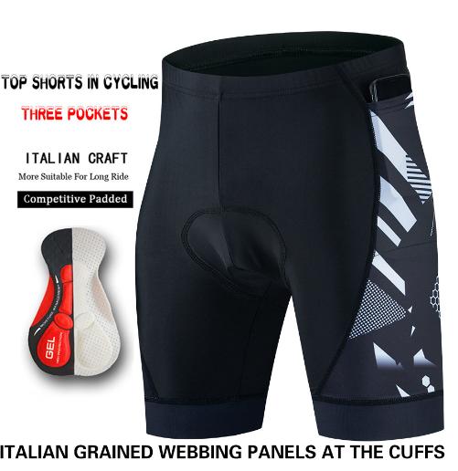 Three-Pocket Cycling Shorts Summer Bicycle Silicone Cycling Pants Quick-Dry Breathable Road Bike Mountain Biking Apparel M белый