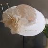 Elegant Lace Bride Hat Champagne Floral Vintage French Headdress Handmade Polyester Wedding Accessory For Photoshoot