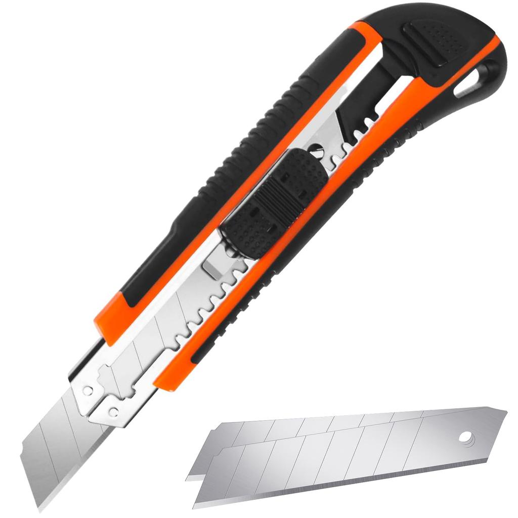 1 PC Utility Knife Box Cutter Retractable, Blade Storage Design, Extra 2 PCS Snap Off Blades Included, Quick-Change Blades Boxcu