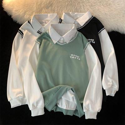 Sudaderas con capucha de retales con estampado de letras Harajuku, ropa de mujer, sudadera polar de otoño e invierno, sudadera de manga larga de estilo preppy, sudadera con capucha de gran tamaño en negro, blanco y verde