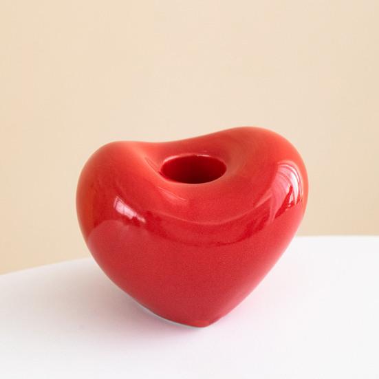 Heart Shaped Ceramic Candlestick Holder Small Romantic Candle Holder for Wedding Party Dinning Table Centerpiece Valentine's Day Anniversary Home