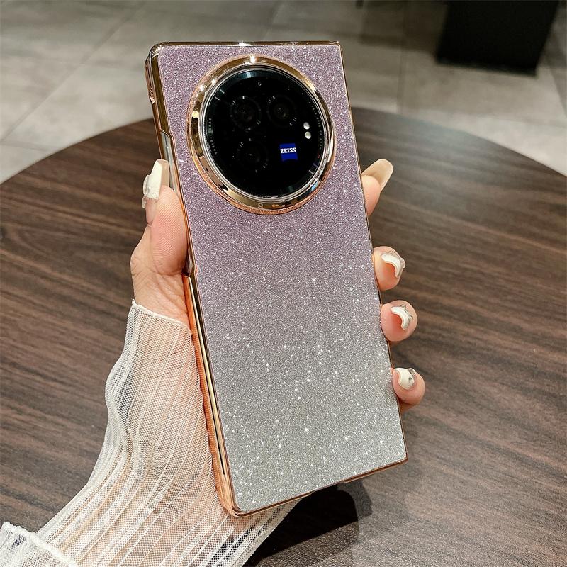 

For vivo X Fold3 Case Hard PC Bling Glitter Slim Protective Phone Cover Gradient Purple