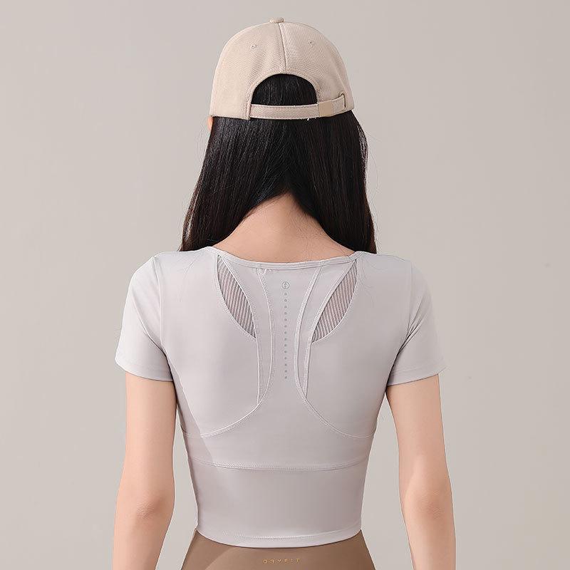 Women's Summer 2025 Tennis & Badminton Fitness Set: Yoga Short Sleeve, Running Skirt, & Chest Pad