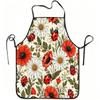 1pc Ladybug & Daisy Apron with Adjustable Waistband - Durable Easy-Clean Diagonal Stripe Polyester Suitable for Cooking, Gardening, Orchard Picking, C