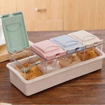 1Pc Weizen Stroh Gewürz Box Pfeffer Gewürz Shaker Salz Gewürz Transparent PP Küche Menage Würze Flasche Gläser Lagerung Box